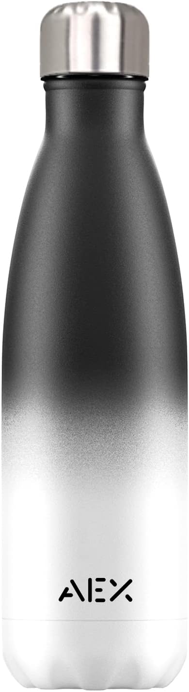 Double Insulated Vacuum Flask Stainless Steel Water Bottle Thermos Flasks Water Bottle for Hot and Cold Drinks Thermal Bottle 1000ml [Black_White]