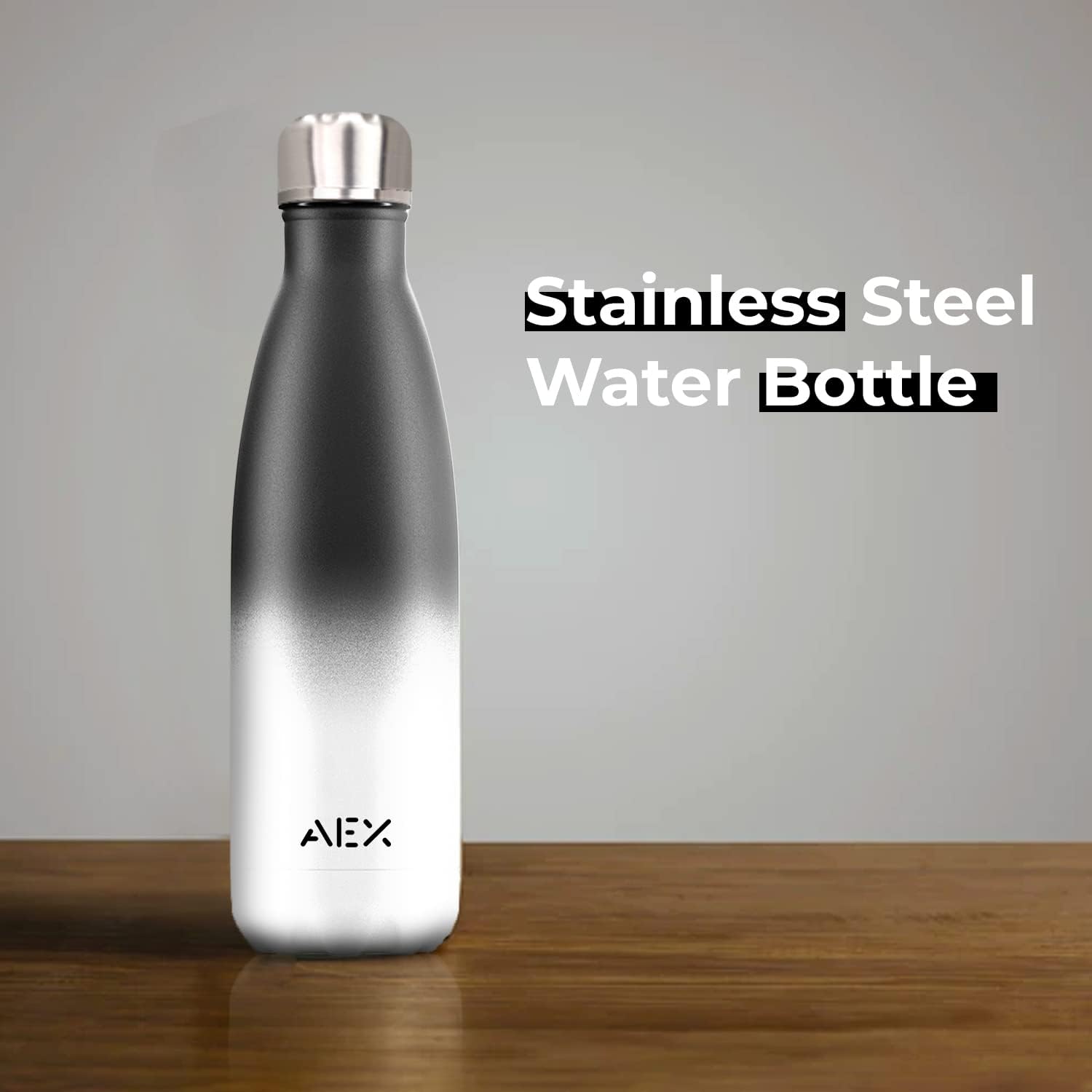 Double Insulated Vacuum Flask Stainless Steel Water Bottle Thermos Flasks Water Bottle for Hot and Cold Drinks Thermal Bottle 1000ml [Black_White]