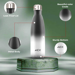 Double Insulated Vacuum Flask Stainless Steel Water Bottle Thermos Flasks Water Bottle for Hot and Cold Drinks Thermal Bottle 1000ml [Black_White]