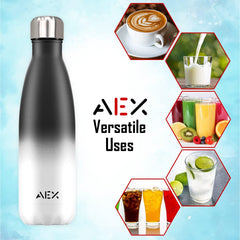 Double Insulated Vacuum Flask Stainless Steel Water Bottle Thermos Flasks Water Bottle for Hot and Cold Drinks Thermal Bottle 1000ml [Black_White]